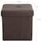 Simplify 15" Faux Linen Folding Storage Ottoman Cube